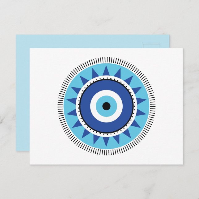 Griechisches Evil Eye Blau Postkarte (Vorne/Hinten)