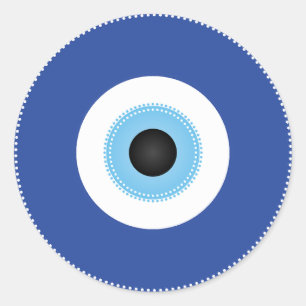 Griechisches Evil Eye Blau Runder Aufkleber