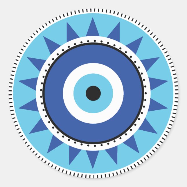 Griechisches Evil Eye Blau Runder Aufkleber (Vorderseite)