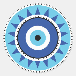 Griechisches Evil Eye Blau Runder Aufkleber