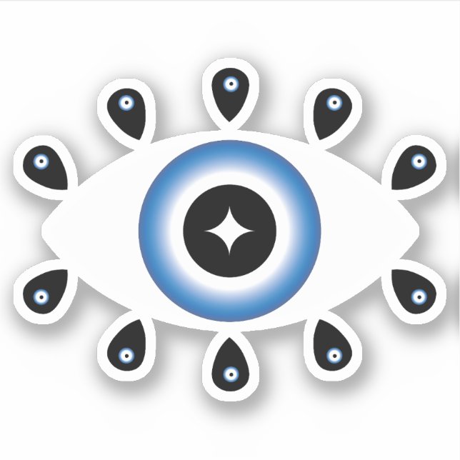 Griechisches Evil Eye Blau Schwarz-weiß Aufkleber (Vorderseite)