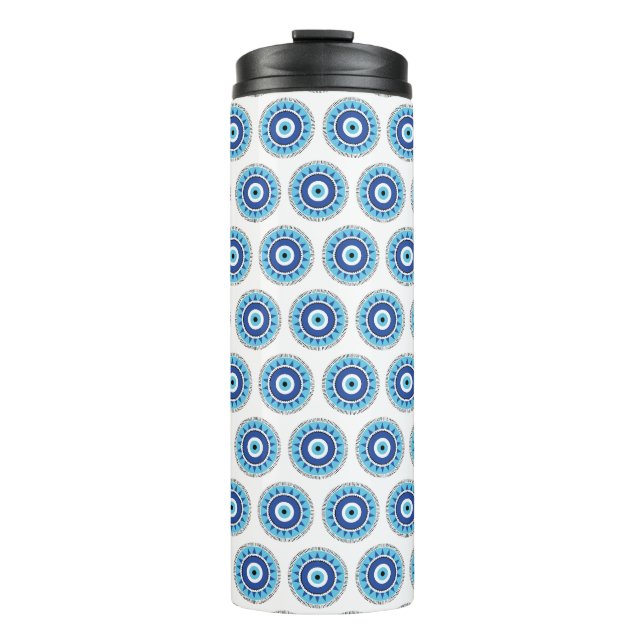Griechisches Evil Eye Blau Thermosbecher (Vorderseite)