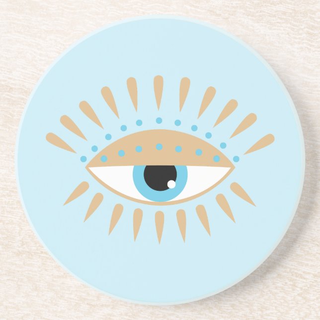 Griechisches Evil Eye Blue Getränkeuntersetzer (Vorne)