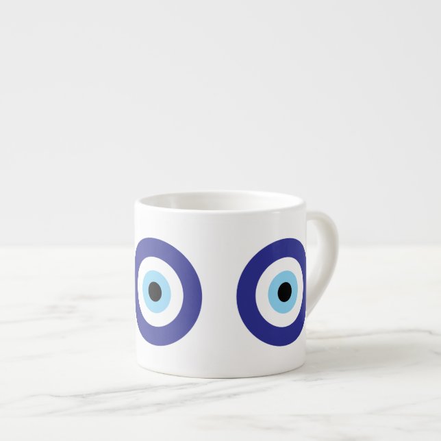 Griechisches Evil Eye Blue Mati Symbol Espressotasse (Vorderseite Rechts)