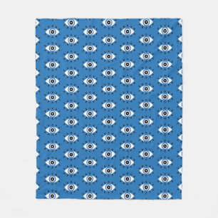 Griechisches Evil Eye Muster Blau Schwarz-weiß Fleecedecke