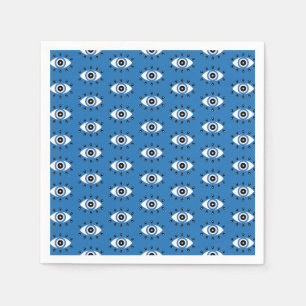 Griechisches Evil Eye Muster Blau Schwarz-weiß Serviette