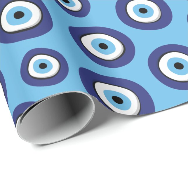 Griechisches Evil Eye Muster Geschenkpapier (Rolleneckpunkt)