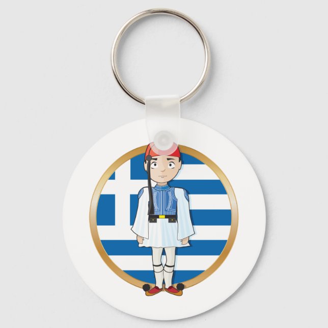 Griechisches Evzone mit Flagge Schlüsselanhänger (Vorderseite)