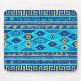 Griechisches Eye und griechisches Schlüsseldekor Mousepad