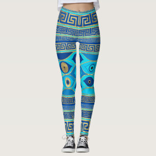 Griechisches Eye und griechisches Schlüsselorname Leggings
