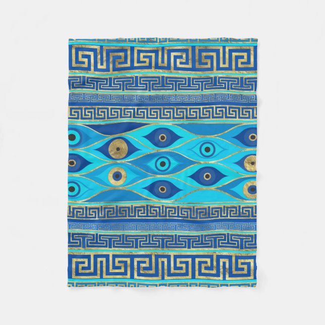 Griechisches Eye und griechisches Schlüsselornamen Fleecedecke (Vorderseite)