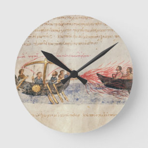 Griechisches Feuer (Pergament) Runde Wanduhr