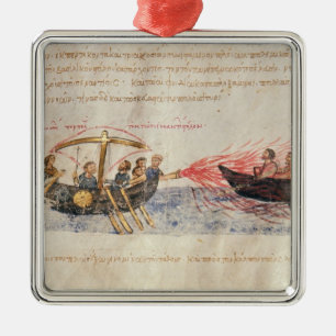 Griechisches Feuer (Pergament) Silbernes Ornament