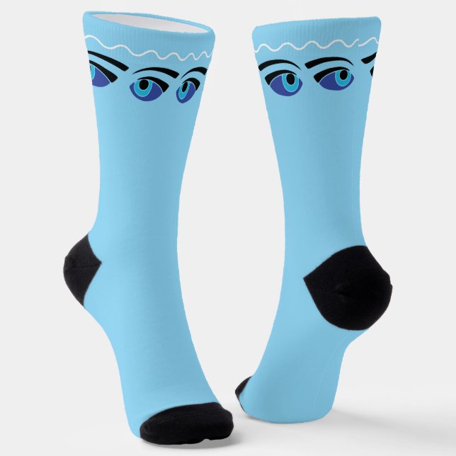 Griechisches Fischerboot Schutzaugen Blau Socken (Gewinkelt)