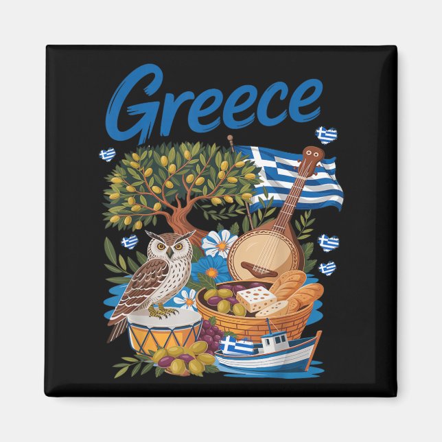 Griechisches Flaggen-Outfit für Kinder mit Helleni Magnet (Vorne)