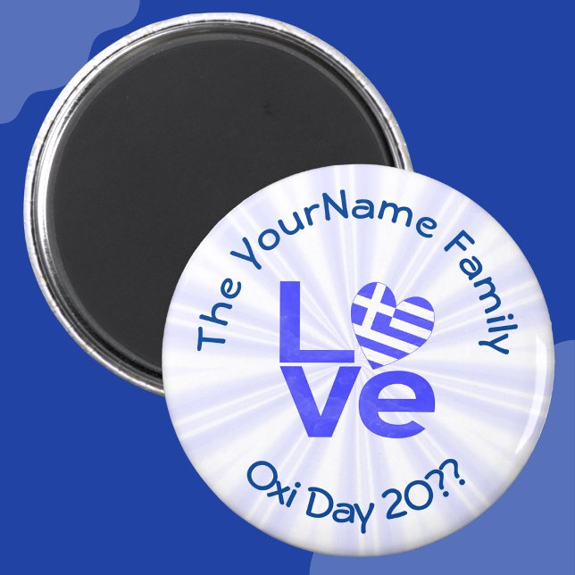 Griechisches Flaggenherz in blauer LIEBE Magnet (Von Creator hochgeladen)