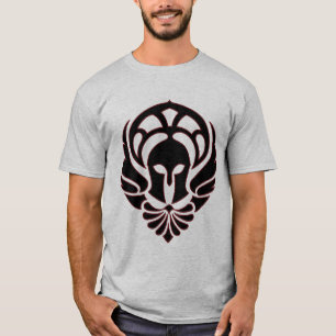 Griechisches Krieger-T - Shirt-Schwarzes/Rot T-Shirt