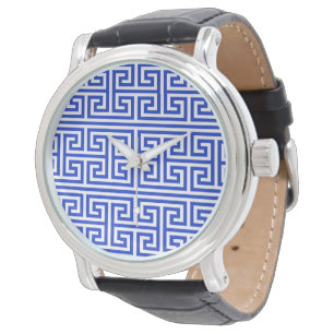 Griechisches Mäander-Schlüssel-Quadrat-H-Muster Bl Armbanduhr