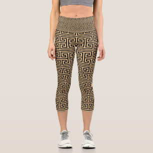 Griechisches Mäander-Schlüssel-Quadrat-H-Muster Br Capri Leggings