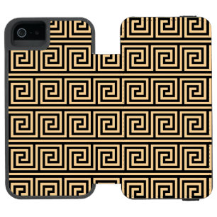 Griechisches Mäander-Schlüssel-Quadrat-Muster Brau Incipio Watson™ iPhone 5 Geldbörsen Hülle