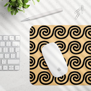 Griechisches Mäander-Schlüsselwellen-Muster Braun Mousepad