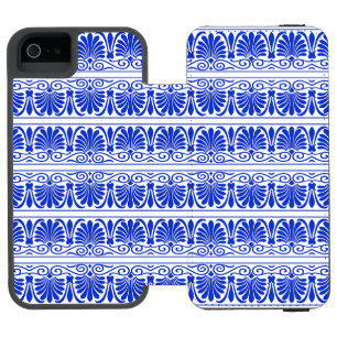 Griechisches mediterranes Arabeskenmuster Blau Incipio Watson™ iPhone 5 Geldbörsen Hülle