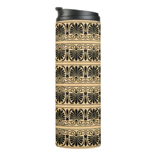Griechisches mediterranes Arabeskenmuster Braun Thermosbecher