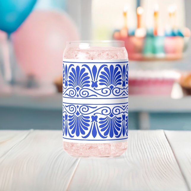 Griechisches Mittelmeer Arabeske Muster Blau Dosenglas (Insitu (Baby Party))