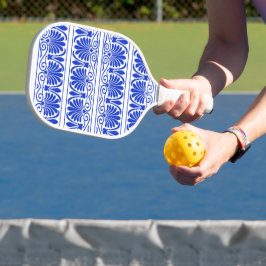 Griechisches Mittelmeer Arabeske Muster Blau Pickleball Schläger
