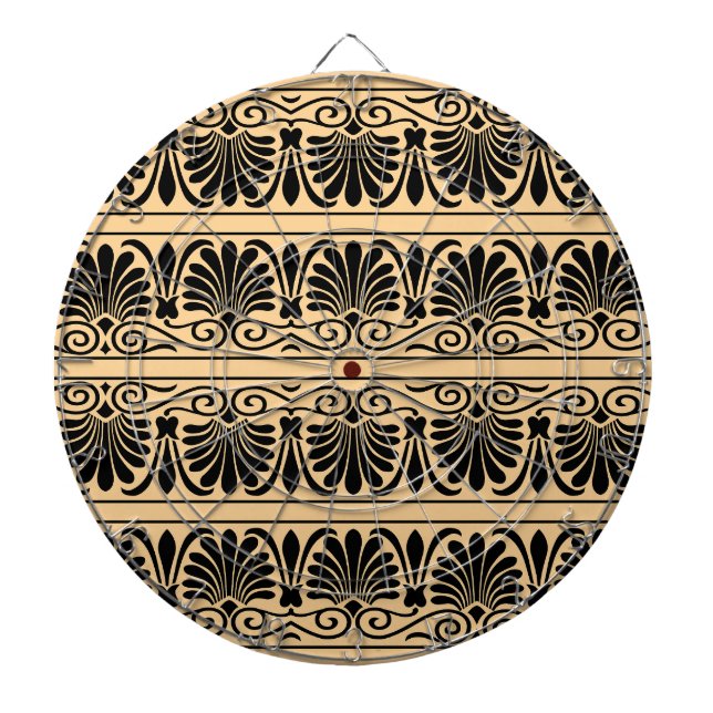 Griechisches Mittelmeer Arabeske Muster Brown Dartscheibe (vorne)