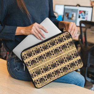 Griechisches Mittelmeer Arabeske Muster Brown Laptopschutzhülle