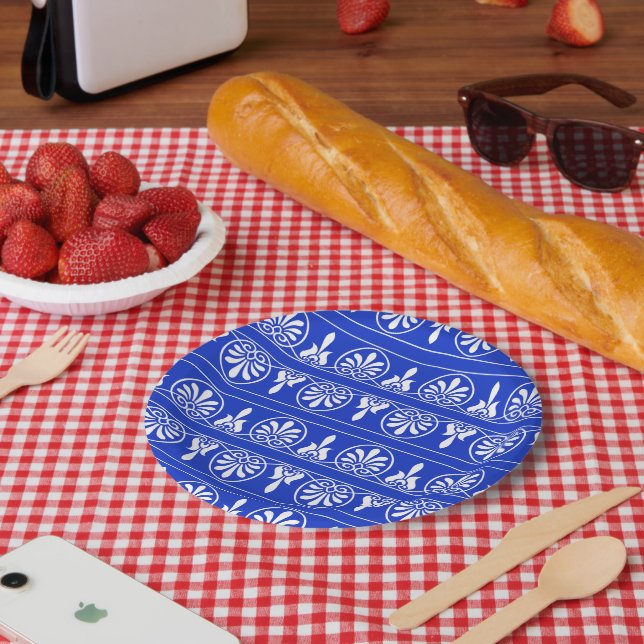 Griechisches Mittelmeer-Muster Blau Pappteller (Picknick)