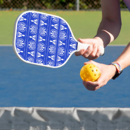 Griechisches Mittelmeer-Muster Blau Pickleball Schläger