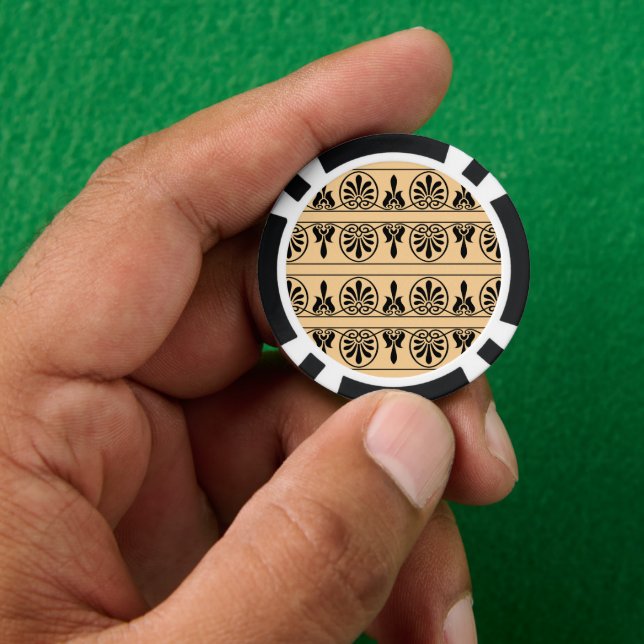 Griechisches Mittelmeer-Muster Brown Pokerchips (Hand)