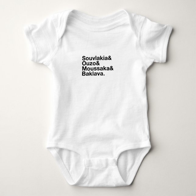 Griechisches Nahrungsmitteletzeichen-T-Shirt Baby Strampler (Vorderseite)