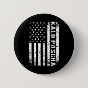 Griechisches Ostern Kalo Pascha Retro US-Flagge gr Button