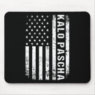 Griechisches Ostern Kalo Pascha Retro US-Flagge Gr Mousepad