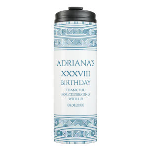 Griechisches Party-Geschenk mit einem blauen Mäand Thermosbecher