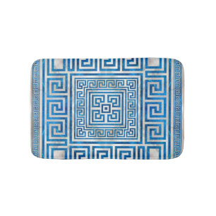 Griechisches Schloss - griechischer Meander - Blau Badematte