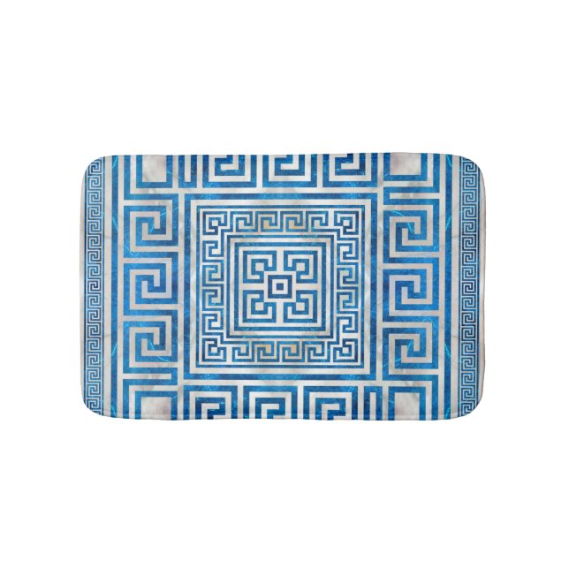 Griechisches Schloss - griechischer Meander - Blau Badematte (Vorderseite)