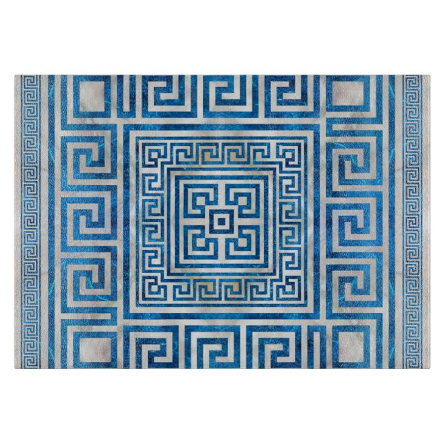 Griechisches Schloss - griechischer Meander - Blau Schneidebrett (Vorderseite)