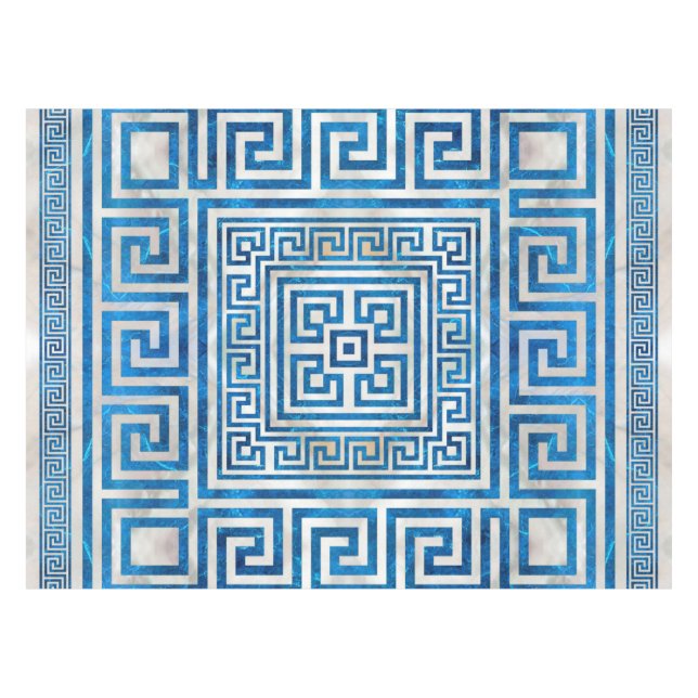 Griechisches Schloss - griechischer Meander - Blau Tischdecke (Vorderseite (Horizontal))
