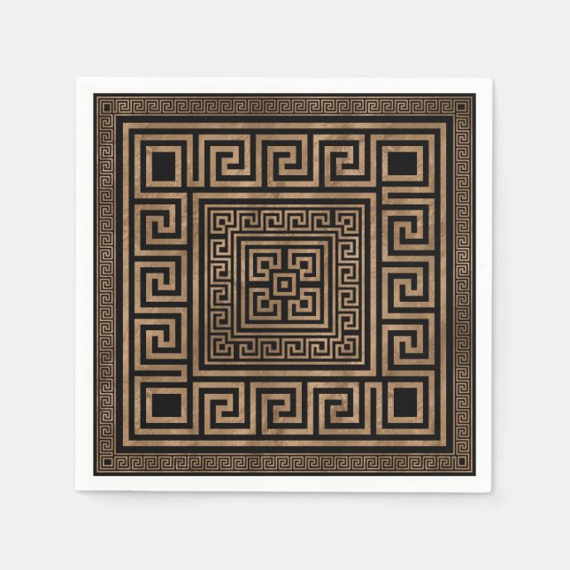 Griechisches Schloss - griechischer Meander - Gold Serviette (Vorderseite)