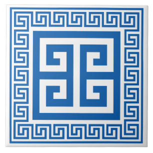 Griechisches Schlüssel Blau-Weiß-Muster Keramikfli Fliese