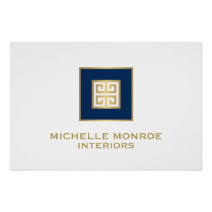 Griechisches Schlüssel-Gold/Navyblau-Logo-Download Poster