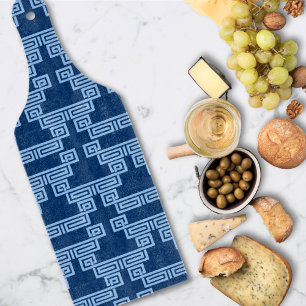 Griechisches Schlüssel-Mäander-Tier in Blau-Indigo Schneidebrett