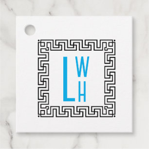 Griechisches Schlüssel-Monogramm-Geschenkkarte Geschenkanhänger