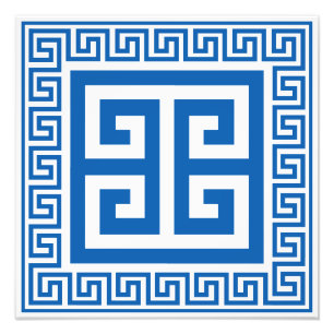 Griechisches Schlüssel Muster Blau-Weiß-Design Fotodruck