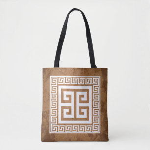 Griechisches Schlüssel Muster Weißes Design Tasche