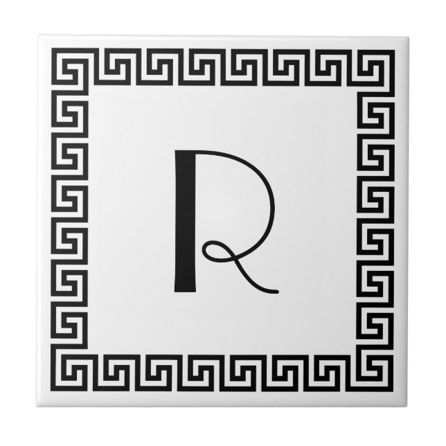 Griechisches Schlüsselentwurfs-Monogramm Fliese (Vorderseite)